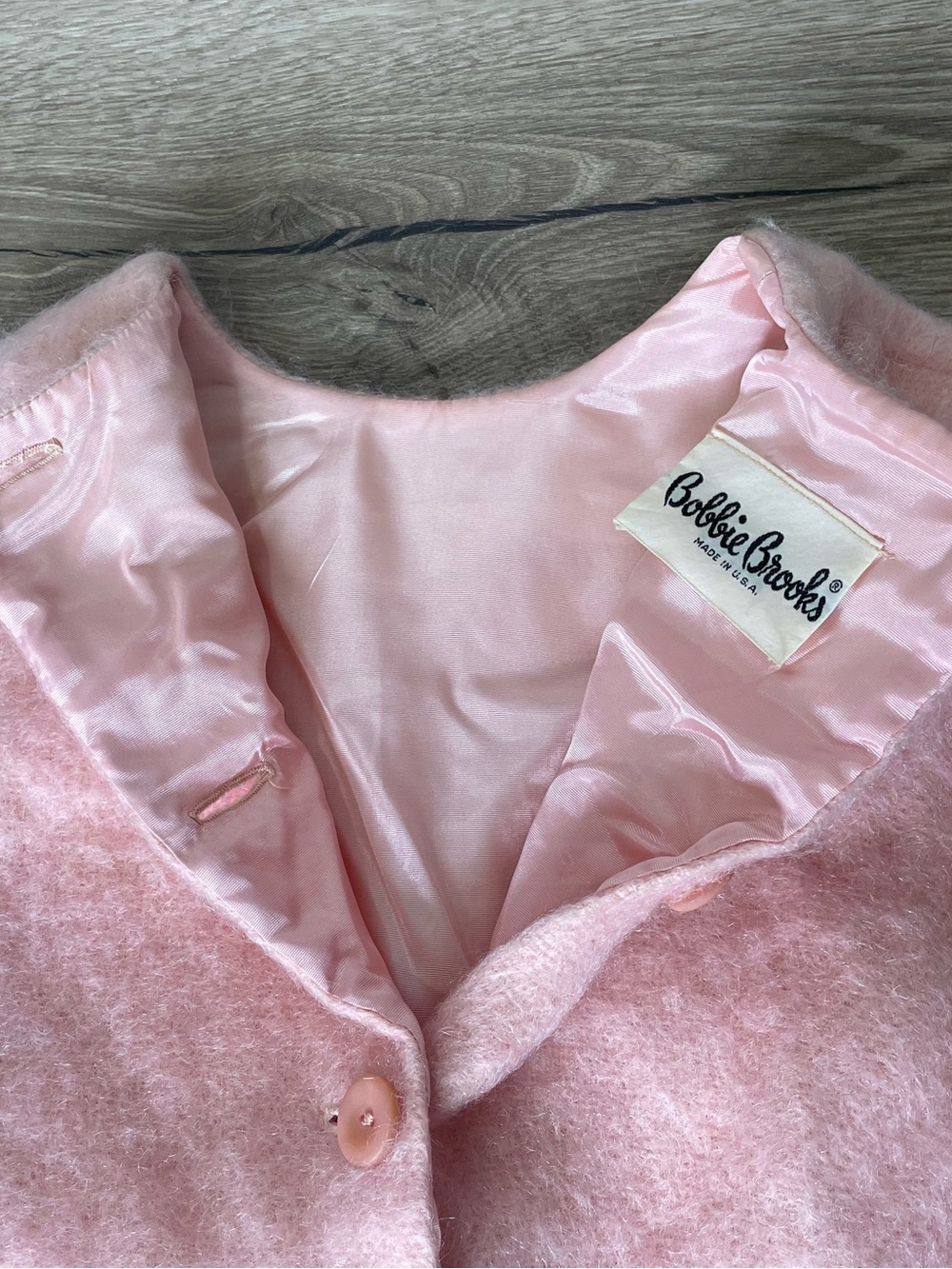 Vintage 1960s Bobbie Brooks Pink Angora Wool Skirt Suit Set USA Women's 2 Pc - Picture 7 of 12